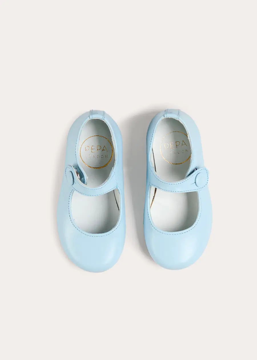 Leather Mary Jane Shoes in Sky Blue (24-35EU) Shoes from Pepa London US