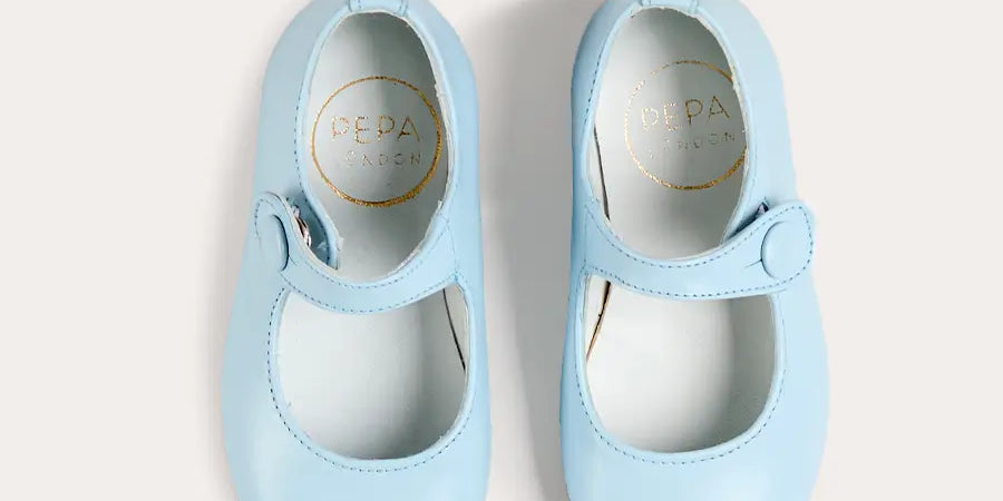 Leather Mary Jane Shoes in Sky Blue (24-35EU) Shoes from Pepa London US