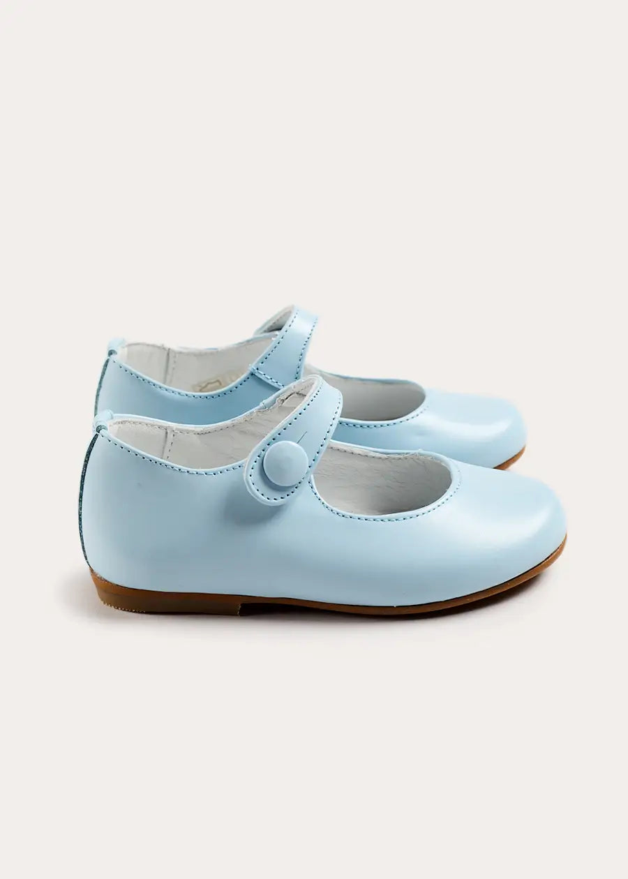 Leather Mary Jane Shoes in Sky Blue (24-35EU) Shoes from Pepa London US