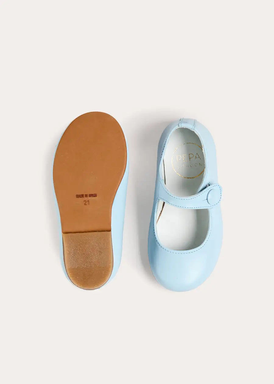Leather Mary Jane Shoes in Sky Blue (24-35EU) Shoes from Pepa London US