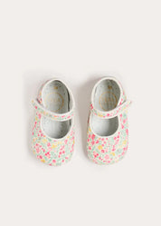 Adelaide Floral Mary Jane Pram Shoes in Pink (17-20EU) Shoes from Pepa London