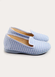 Beauchamp Gingham Slippers in Blue (24-35EU) SHOES from Pepa London US