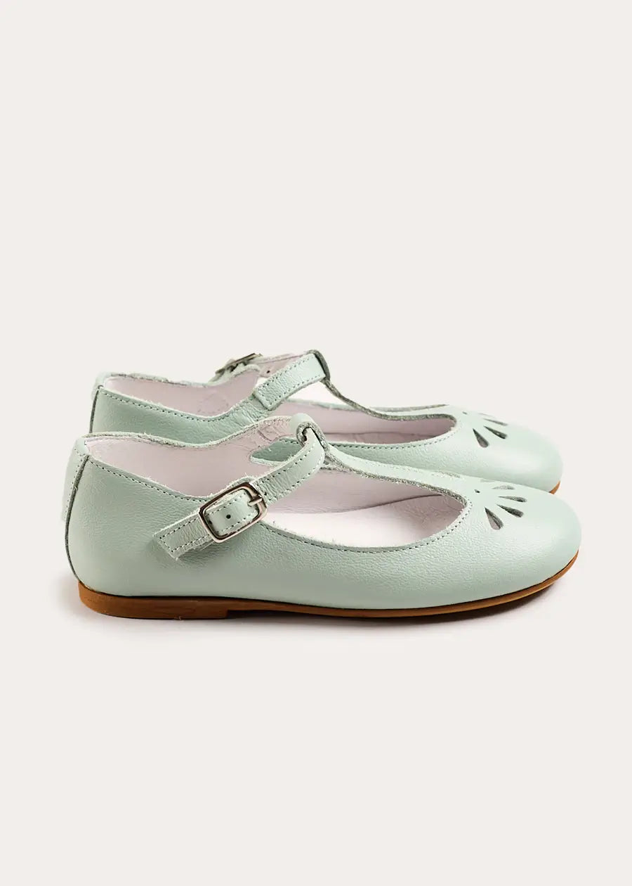 Petal Detail Charlotte Shoes in Mint (21-36EU) Shoes from Pepa London US