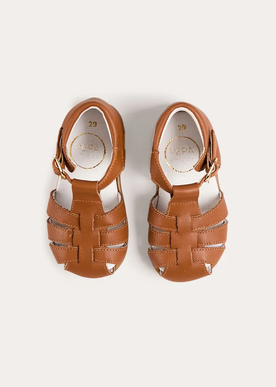 Woven Leather Fisherman Sandals in Brown (21-27EU) Shoes from Pepa London US