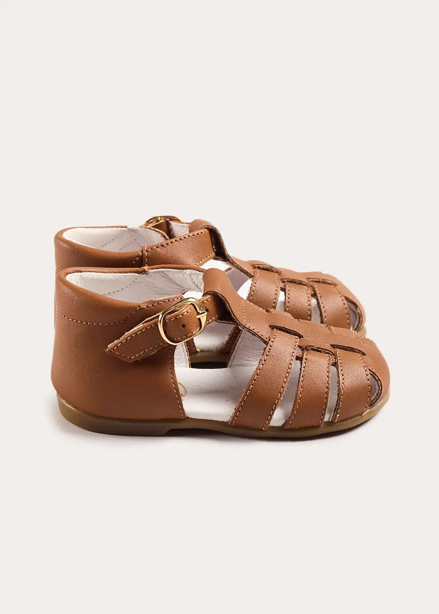 Woven Leather Fisherman Sandals in Brown (21-27EU) Shoes from Pepa London US