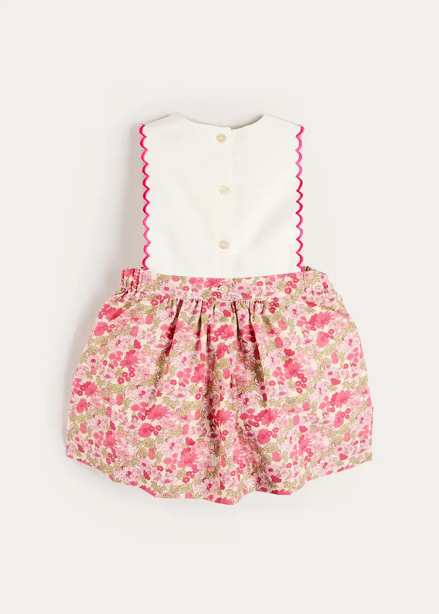 Margret Floral Bunny Embroidered Scallop Detail Pinafore Skirt in Pink (18mths-6yrs) SKIRTS from Pepa London US