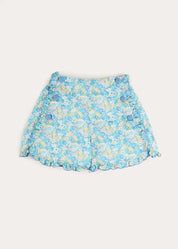 Leontyne Floral High Waisted Shorts in Blue Made with Liberty Fabric (2-12yrs) Shorts from Pepa London US
