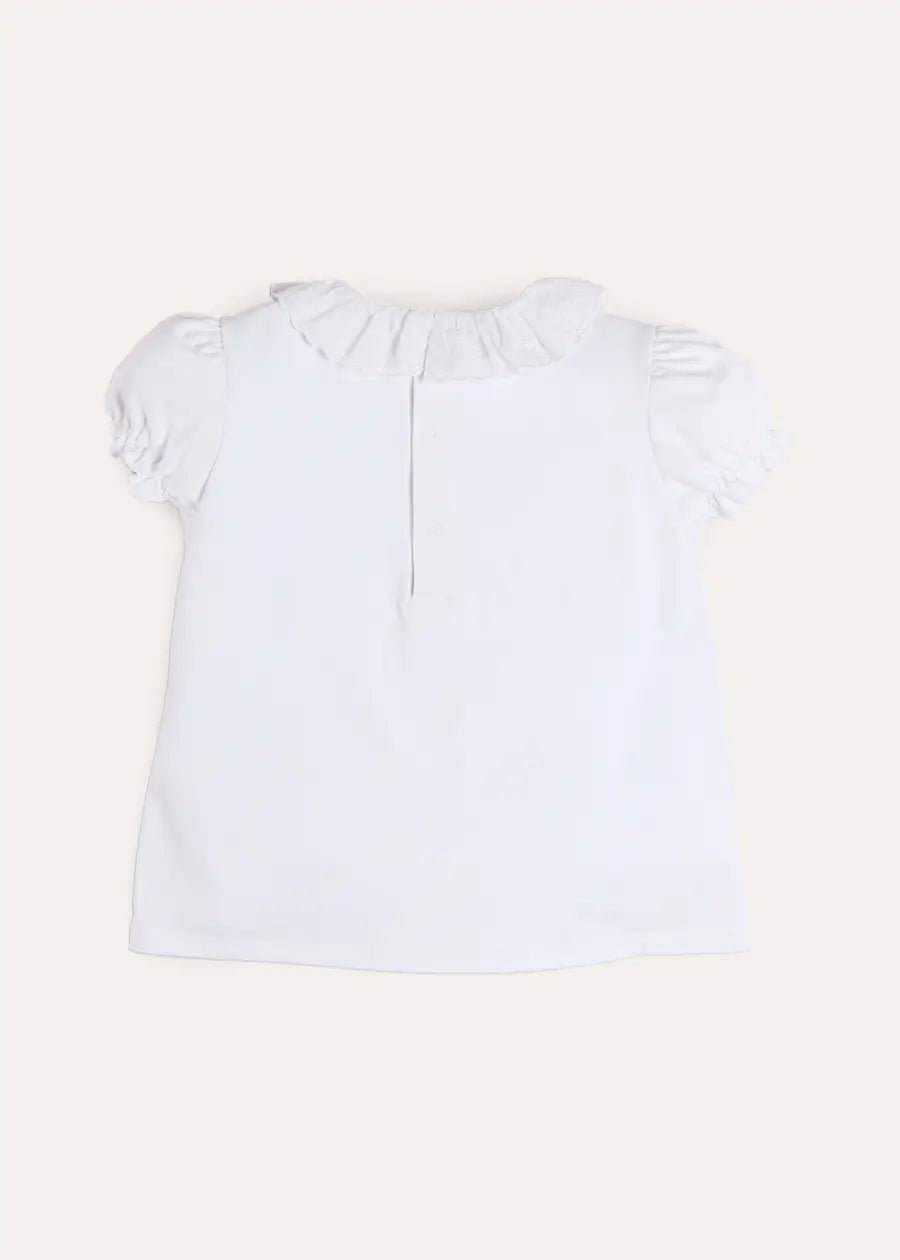 Broderie Anglaise Frill Collar Top in White (2-12yrs) Tops & Bodysuits from Pepa London US