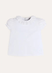 Broderie Anglaise Frill Collar Top in White (2-12yrs) Tops & Bodysuits from Pepa London US