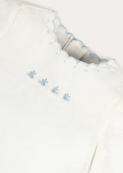 Whale Embroidered Scallop Edge Two Piece Set in Blue (1-6mths) Two Piece Set from Pepa London US