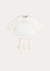 Whale Embroidered Scallop Edge Two Piece Set in Blue (1-6mths) Two Piece Set from Pepa London US