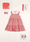 Annie Floral Print Scalloped Collar Sleeveless Dress in Coral (4-10yrs) Dresses  from Pepa London US