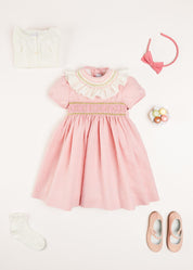 Bib Collar Short Sleeve Dress in Pink (12mths-10yrs) Dresses from Pepa London US