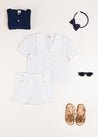 Broderie Anglaise Statement Collar Short Sleeve Blouse in White (4-10yrs) Blouses  from Pepa London US