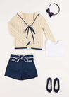 Cable Knit Mariner Cardigan in Beige (4-10yrs) Knitwear  from Pepa London US