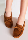 Suede Loafers in Camel Brown (25-34EU) Shoes  from Pepa London US