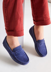 Suede Loafers in French Blue (25-34EU) Shoes from Pepa London US