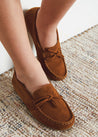 Suede Loafers in Camel Brown (25-34EU) Shoes  from Pepa London US