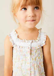 Clara Floral Frill Trim Night Dress in Green (18mths-10yrs) NIGHTWEAR from Pepa London US