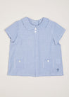 Gingham Check Peter Pan Collar Shirt in Navy (12mths-3yrs) Shirts  from Pepa London US