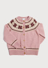 Classic Fair Isle Cardigan With Rib Details in Pink (12mths-10yrs) Knitwear  from Pepa London US