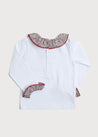 Floral Detail Long Sleeve Top in White And Burgundy (18mths-10yrs) Tops & Bodysuits from Pepa London US