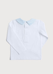 Contrast Polo Collar Long Sleeve Top in White (2-4yrs) TOPS & BODYSUITS from Pepa London US
