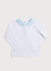 Contrast Polo Collar Long Sleeve Top in White (2-4yrs) TOPS & BODYSUITS from Pepa London US