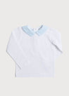 Contrast Polo Collar Long Sleeve Top in White (2-4yrs) Tops & Bodysuits  from Pepa London US