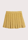 Herringbone Pleated Leather Buckled Kilt in Mustard (2-10yrs) Skirts  from Pepa London US