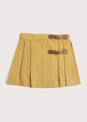 Herringbone Pleated Leather Buckled Kilt in Mustard (2-10yrs) Skirts  from Pepa London US