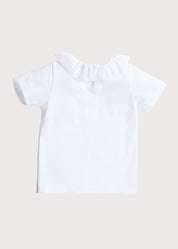 Ruffle Collar Lace Trim Top in White (2-10yrs) Tops & Bodysuits from Pepa London US