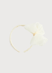 Traditional Big Bow Tulle Hairband in Ivory Hair Accessories from Pepa London US