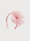 Traditional Big Bow Tulle Hairband in Dusty Pink Hair Accessories from Pepa London US