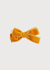 Velvet Medium Bow Hair Clip in Mustard Hair Accessories  from Pepa London US