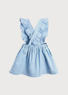 Front Pocket Skirt with Ruffle Braces in Sky Blue (3-8yrs) Skirts  from Pepa London US
