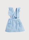 Front Pocket Skirt with Ruffle Braces in Sky Blue (3-8yrs) Skirts  from Pepa London US
