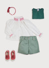 Floral Button Detail Front Pocket Shorts in Green (18mths-10yrs) Shorts  from Pepa London US