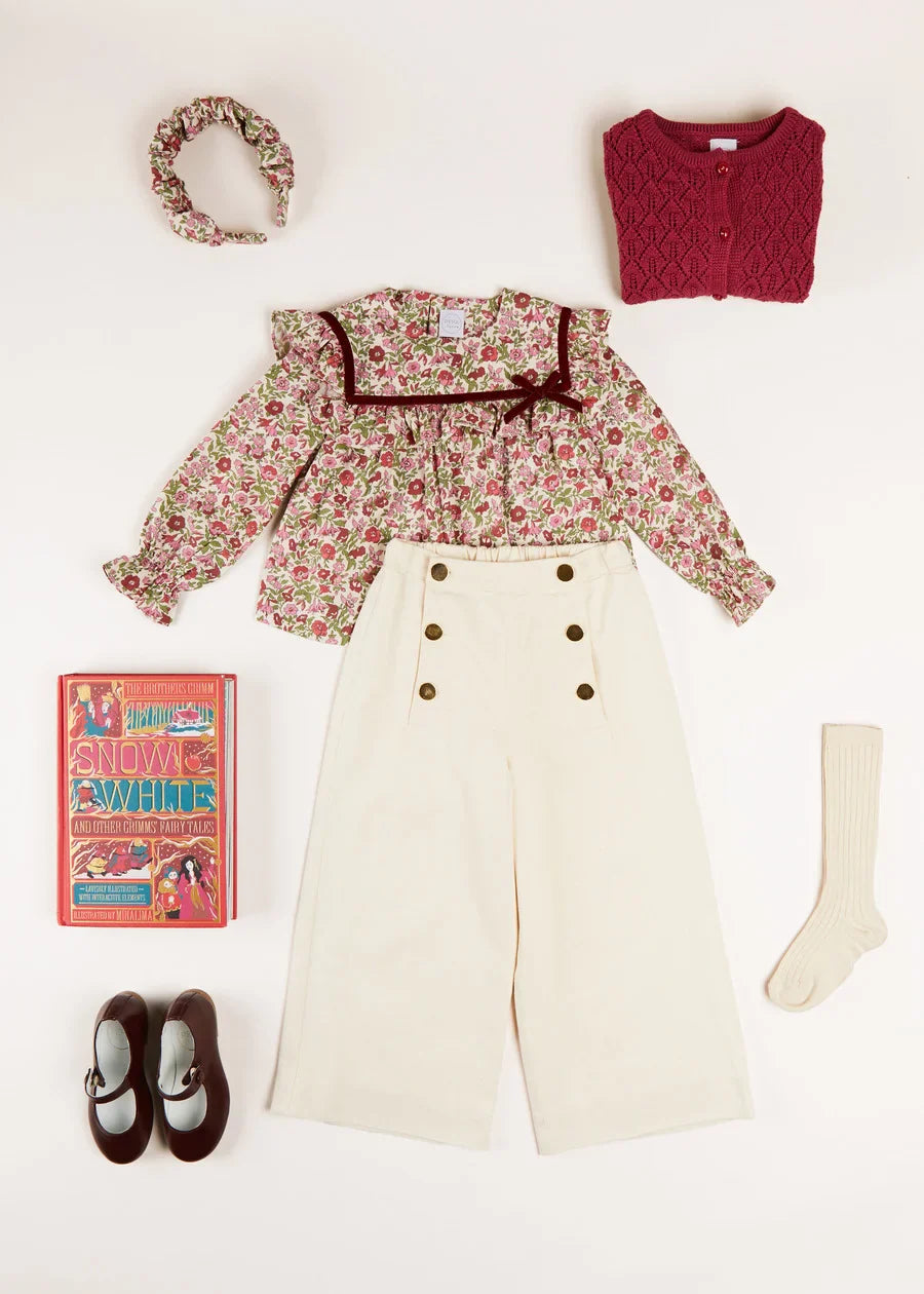 The Beige Wide Leg Trouser and Daphne Floral Blouse Girl Look LOOK from Pepa London US
