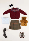 Checked Tweed Pleated Leather Buckled Kilt in Brown (2-10yrs) Skirts  from Pepa London US