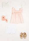 Striped Smock Detail Ruffle Sleeve Blouse in Tangerine (4-10yrs) Blouses  from Pepa London US