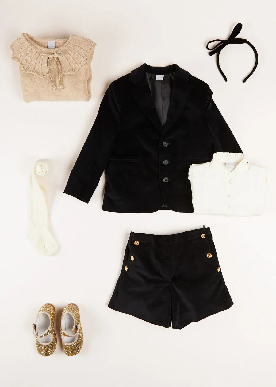 The Black Velvet Blazer with Shorts Girl Look LOOK from Pepa London US