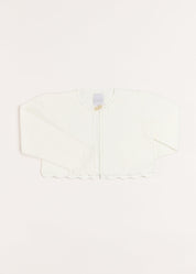 Girls Cropped Celebration Cardigan in Ivory (12mths-10yrs) Knitwear from Pepa London US
