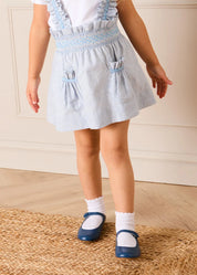 Alexander Stripe Smocked Skirt with Braces in Blue (18mths-6yrs) SKIRTS from Pepa London US