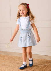 Alexander Stripe Smocked Skirt with Braces in Blue (18mths-6yrs) SKIRTS from Pepa London US