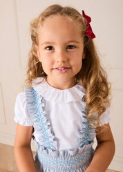 Alexander Stripe Smocked Skirt with Braces in Blue (18mths-6yrs) SKIRTS from Pepa London US