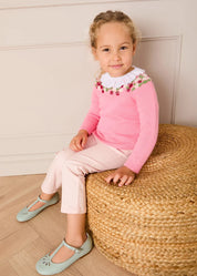 Strawberry Embroidered Jumper in Pink (12mths-6yrs) Knitwear from Pepa London US