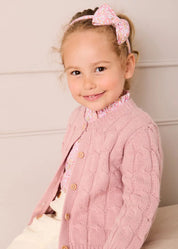 Chunky Cable Detail Cardigan in Pink (6mths-10yrs) KNITWEAR from Pepa London US