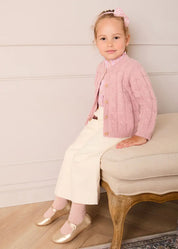 Chunky Cable Detail Cardigan in Pink (6mths-10yrs) KNITWEAR from Pepa London US
