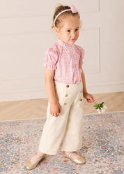 Wide Leg Front Button Trousers in Beige (2-10yrs) TROUSERS from Pepa London US